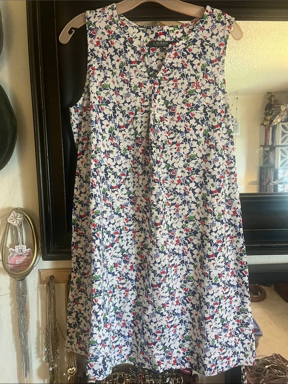 NWT Lauren Ralph Lauren Sleeveless 100 % Cotton Floral Shift Dress or Nightgown - Picture 1 of 5
